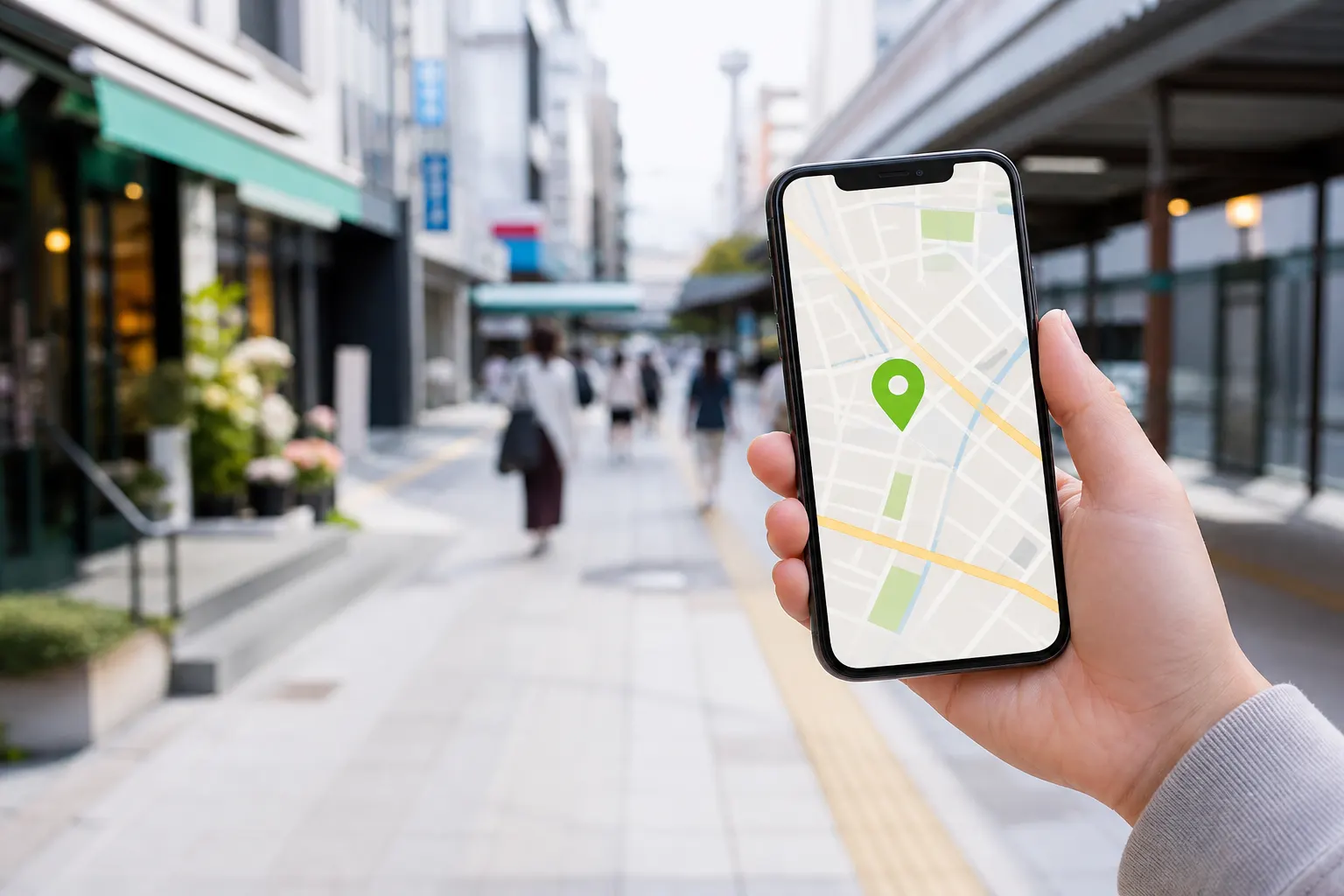 千葉市・幕張エリアでスマホの地図からお店を探すイメージ